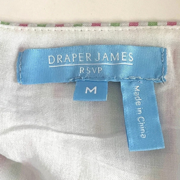 Draper James RSVP Size M Seersucker Puff Sleeve Pink, Green striped Wrap… - Picture 7 of 9
